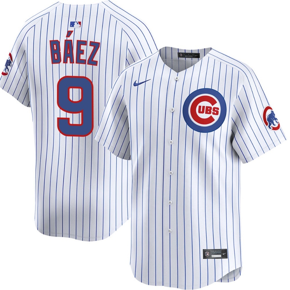 Nike Kids Cubs Striped White and Blue Jersey